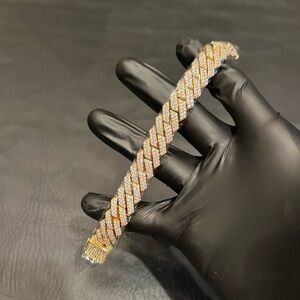 Brand New Gold 15mm 2 Row Cuban Bracelet 8 Inch (Fits 7.75) VVS1 Moissanite